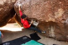 Bouldering in Hueco Tanks on 11/10/2019 with Blue Lizard Climbing and Yoga

Filename: SRM_20191110_1109360.jpg
Aperture: f/4.0
Shutter Speed: 1/320
Body: Canon EOS-1D Mark II
Lens: Canon EF 16-35mm f/2.8 L