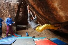 Bouldering in Hueco Tanks on 11/25/2019 with Blue Lizard Climbing and Yoga

Filename: SRM_20191125_1451270.jpg
Aperture: f/5.0
Shutter Speed: 1/250
Body: Canon EOS-1D Mark II
Lens: Canon EF 16-35mm f/2.8 L