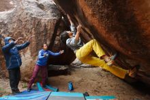 Bouldering in Hueco Tanks on 11/25/2019 with Blue Lizard Climbing and Yoga

Filename: SRM_20191125_1451320.jpg
Aperture: f/5.6
Shutter Speed: 1/250
Body: Canon EOS-1D Mark II
Lens: Canon EF 16-35mm f/2.8 L