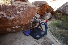 Bouldering in Hueco Tanks on 12/06/2019 with Blue Lizard Climbing and Yoga

Filename: SRM_20191206_1021170.jpg
Aperture: f/5.0
Shutter Speed: 1/250
Body: Canon EOS-1D Mark II
Lens: Canon EF 16-35mm f/2.8 L