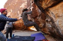 Bouldering in Hueco Tanks on 12/06/2019 with Blue Lizard Climbing and Yoga

Filename: SRM_20191206_1034350.jpg
Aperture: f/4.0
Shutter Speed: 1/250
Body: Canon EOS-1D Mark II
Lens: Canon EF 16-35mm f/2.8 L