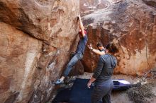 Bouldering in Hueco Tanks on 12/06/2019 with Blue Lizard Climbing and Yoga

Filename: SRM_20191206_1417540.jpg
Aperture: f/3.5
Shutter Speed: 1/250
Body: Canon EOS-1D Mark II
Lens: Canon EF 16-35mm f/2.8 L