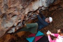 Bouldering in Hueco Tanks on 12/30/2019 with Blue Lizard Climbing and Yoga

Filename: SRM_20191230_1644550.jpg
Aperture: f/3.2
Shutter Speed: 1/200
Body: Canon EOS-1D Mark II
Lens: Canon EF 50mm f/1.8 II