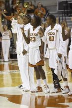 The lady longhorns defeated the Oral Roberts University's (ORU) Golden Eagles 79-40 Saturday night.

Filename: SRM_20061125_1405167.jpg
Aperture: f/4.5
Shutter Speed: 1/200
Body: Canon EOS-1D Mark II
Lens: Canon EF 80-200mm f/2.8 L