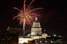 Austin Independence Day fireworks with the Capitol building, as viewed from atop the Manor Garage at The University of Texas at Austin.  The fireworks were launched from Auditorium Shores, downtown Austin, Friday, July 4, 2008.

Filename: SRM_20080704_2134526.jpg
Aperture: f/11.0
Shutter Speed: 10/1
Body: Canon EOS 20D
Lens: Canon EF 80-200mm f/2.8 L