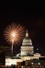 Austin Independence Day fireworks with the Capitol building, as viewed from atop the Manor Garage at The University of Texas at Austin.  The fireworks were launched from Auditorium Shores, downtown Austin, Friday, July 4, 2008.

Filename: SRM_20080704_2137309.jpg
Aperture: f/11.0
Shutter Speed: 10/1
Body: Canon EOS 20D
Lens: Canon EF 80-200mm f/2.8 L