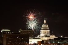 Austin Independence Day fireworks with the Capitol building, as viewed from atop the Manor Garage at The University of Texas at Austin.  The fireworks were launched from Auditorium Shores, downtown Austin, Friday, July 4, 2008.

Filename: SRM_20080704_2140149.jpg
Aperture: f/11.0
Shutter Speed: 6/1
Body: Canon EOS 20D
Lens: Canon EF 80-200mm f/2.8 L