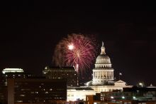 Austin Independence Day fireworks with the Capitol building, as viewed from atop the Manor Garage at The University of Texas at Austin.  The fireworks were launched from Auditorium Shores, downtown Austin, Friday, July 4, 2008.

Filename: SRM_20080704_2140240.jpg
Aperture: f/11.0
Shutter Speed: 6/1
Body: Canon EOS 20D
Lens: Canon EF 80-200mm f/2.8 L