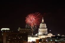 Austin Independence Day fireworks with the Capitol building, as viewed from atop the Manor Garage at The University of Texas at Austin.  The fireworks were launched from Auditorium Shores, downtown Austin, Friday, July 4, 2008.

Filename: SRM_20080704_2140341.jpg
Aperture: f/11.0
Shutter Speed: 6/1
Body: Canon EOS 20D
Lens: Canon EF 80-200mm f/2.8 L