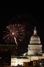Austin Independence Day fireworks with the Capitol building, as viewed from atop the Manor Garage at The University of Texas at Austin.  The fireworks were launched from Auditorium Shores, downtown Austin, Friday, July 4, 2008.

Filename: SRM_20080704_2144465.jpg
Aperture: f/11.0
Shutter Speed: 2/1
Body: Canon EOS 20D
Lens: Canon EF 80-200mm f/2.8 L