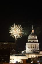 Austin Independence Day fireworks with the Capitol building, as viewed from atop the Manor Garage at The University of Texas at Austin.  The fireworks were launched from Auditorium Shores, downtown Austin, Friday, July 4, 2008.

Filename: SRM_20080704_2151247.jpg
Aperture: f/11.0
Shutter Speed: 5/1
Body: Canon EOS 20D
Lens: Canon EF 80-200mm f/2.8 L