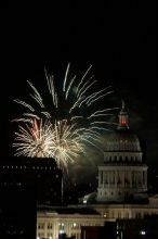 Austin Independence Day fireworks with the Capitol building, as viewed from atop the Manor Garage at The University of Texas at Austin.  The fireworks were launched from Auditorium Shores, downtown Austin, Friday, July 4, 2008.

Filename: SRM_20080704_2154543.jpg
Aperture: f/11.0
Shutter Speed: 1/1
Body: Canon EOS 20D
Lens: Canon EF 80-200mm f/2.8 L