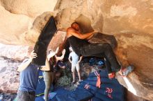 Bouldering in Hueco Tanks on 11/03/2018 with Blue Lizard Climbing and Yoga

Filename: SRM_20181103_1511050.jpg
Aperture: f/4.0
Shutter Speed: 1/250
Body: Canon EOS-1D Mark II
Lens: Canon EF 16-35mm f/2.8 L