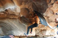 Bouldering in Hueco Tanks on 11/03/2018 with Blue Lizard Climbing and Yoga

Filename: SRM_20181103_1611130.jpg
Aperture: f/2.8
Shutter Speed: 1/125
Body: Canon EOS-1D Mark II
Lens: Canon EF 16-35mm f/2.8 L