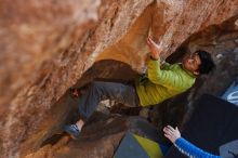 Bouldering in Hueco Tanks on 12/01/2018 with Blue Lizard Climbing and Yoga

Filename: SRM_20181201_1438340.jpg
Aperture: f/4.0
Shutter Speed: 1/250
Body: Canon EOS-1D Mark II
Lens: Canon EF 50mm f/1.8 II