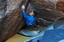 Bouldering in Hueco Tanks on 12/01/2018 with Blue Lizard Climbing and Yoga

Filename: SRM_20181201_1714210.jpg
Aperture: f/2.8
Shutter Speed: 1/250
Body: Canon EOS-1D Mark II
Lens: Canon EF 50mm f/1.8 II