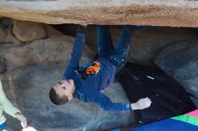 Bouldering in Hueco Tanks on 12/31/2018 with Blue Lizard Climbing and Yoga

Filename: SRM_20181231_1515370.jpg
Aperture: f/4.0
Shutter Speed: 1/250
Body: Canon EOS-1D Mark II
Lens: Canon EF 50mm f/1.8 II