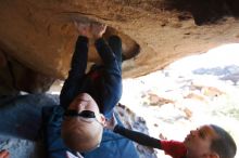Bouldering in Hueco Tanks on 12/31/2018 with Blue Lizard Climbing and Yoga

Filename: SRM_20181231_1544030.jpg
Aperture: f/4.0
Shutter Speed: 1/250
Body: Canon EOS-1D Mark II
Lens: Canon EF 16-35mm f/2.8 L