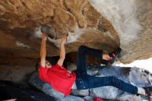 Bouldering in Hueco Tanks on 12/31/2018 with Blue Lizard Climbing and Yoga

Filename: SRM_20181231_1554030.jpg
Aperture: f/3.5
Shutter Speed: 1/250
Body: Canon EOS-1D Mark II
Lens: Canon EF 16-35mm f/2.8 L