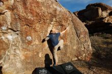 Bouldering in Hueco Tanks on 01/12/2019 with Blue Lizard Climbing and Yoga

Filename: SRM_20190112_1657050.jpg
Aperture: f/5.6
Shutter Speed: 1/640
Body: Canon EOS-1D Mark II
Lens: Canon EF 16-35mm f/2.8 L
