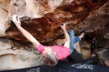 Bouldering in Hueco Tanks on 01/21/2019 with Blue Lizard Climbing and Yoga

Filename: SRM_20190121_1300110.jpg
Aperture: f/4.5
Shutter Speed: 1/200
Body: Canon EOS-1D Mark II
Lens: Canon EF 16-35mm f/2.8 L