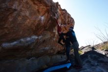 Bouldering in Hueco Tanks on 02/22/2019 with Blue Lizard Climbing and Yoga

Filename: SRM_20190222_1158490.jpg
Aperture: f/14.0
Shutter Speed: 1/250
Body: Canon EOS-1D Mark II
Lens: Canon EF 16-35mm f/2.8 L