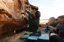 Bouldering in Hueco Tanks on 03/15/2019 with Blue Lizard Climbing and Yoga

Filename: SRM_20190315_0903010.jpg
Aperture: f/5.6
Shutter Speed: 1/250
Body: Canon EOS-1D Mark II
Lens: Canon EF 16-35mm f/2.8 L