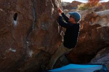 Bouldering in Hueco Tanks on 03/31/2019 with Blue Lizard Climbing and Yoga

Filename: SRM_20190331_1706080.jpg
Aperture: f/5.6
Shutter Speed: 1/250
Body: Canon EOS-1D Mark II
Lens: Canon EF 50mm f/1.8 II
