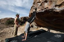 Bouldering in Hueco Tanks on 04/06/2019 with Blue Lizard Climbing and Yoga

Filename: SRM_20190406_0929320.jpg
Aperture: f/5.6
Shutter Speed: 1/400
Body: Canon EOS-1D Mark II
Lens: Canon EF 16-35mm f/2.8 L