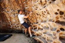 Bouldering in Hueco Tanks on 04/26/2019 with Blue Lizard Climbing and Yoga

Filename: SRM_20190426_1214460.jpg
Aperture: f/5.6
Shutter Speed: 1/200
Body: Canon EOS-1D Mark II
Lens: Canon EF 16-35mm f/2.8 L