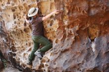 Bouldering in Hueco Tanks on 04/26/2019 with Blue Lizard Climbing and Yoga

Filename: SRM_20190426_1221160.jpg
Aperture: f/3.2
Shutter Speed: 1/125
Body: Canon EOS-1D Mark II
Lens: Canon EF 50mm f/1.8 II