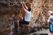 Bouldering in Hueco Tanks on 04/26/2019 with Blue Lizard Climbing and Yoga

Filename: SRM_20190426_1227080.jpg
Aperture: f/4.0
Shutter Speed: 1/80
Body: Canon EOS-1D Mark II
Lens: Canon EF 50mm f/1.8 II