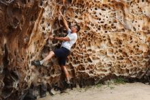 Bouldering in Hueco Tanks on 04/26/2019 with Blue Lizard Climbing and Yoga

Filename: SRM_20190426_1253150.jpg
Aperture: f/4.0
Shutter Speed: 1/250
Body: Canon EOS-1D Mark II
Lens: Canon EF 50mm f/1.8 II