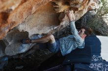 Bouldering in Hueco Tanks on 06/15/2019 with Blue Lizard Climbing and Yoga

Filename: SRM_20190615_1044520.jpg
Aperture: f/4.0
Shutter Speed: 1/320
Body: Canon EOS-1D Mark II
Lens: Canon EF 50mm f/1.8 II