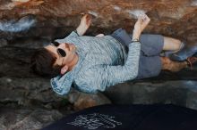 Bouldering in Hueco Tanks on 06/15/2019 with Blue Lizard Climbing and Yoga

Filename: SRM_20190615_1128450.jpg
Aperture: f/4.0
Shutter Speed: 1/400
Body: Canon EOS-1D Mark II
Lens: Canon EF 50mm f/1.8 II