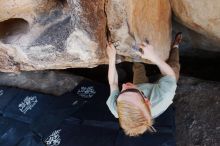 Bouldering in Hueco Tanks on 06/15/2019 with Blue Lizard Climbing and Yoga

Filename: SRM_20190615_1514450.jpg
Aperture: f/5.0
Shutter Speed: 1/250
Body: Canon EOS-1D Mark II
Lens: Canon EF 16-35mm f/2.8 L