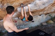 Bouldering in Hueco Tanks on 06/28/2019 with Blue Lizard Climbing and Yoga

Filename: SRM_20190628_1144210.jpg
Aperture: f/5.6
Shutter Speed: 1/250
Body: Canon EOS-1D Mark II
Lens: Canon EF 16-35mm f/2.8 L