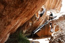 Bouldering in Hueco Tanks on 06/28/2019 with Blue Lizard Climbing and Yoga

Filename: SRM_20190628_1446320.jpg
Aperture: f/5.6
Shutter Speed: 1/400
Body: Canon EOS-1D Mark II
Lens: Canon EF 16-35mm f/2.8 L