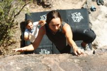 Bouldering in Hueco Tanks on 08/02/2019 with Blue Lizard Climbing and Yoga

Filename: SRM_20190802_1013180.jpg
Aperture: f/4.0
Shutter Speed: 1/640
Body: Canon EOS-1D Mark II
Lens: Canon EF 50mm f/1.8 II