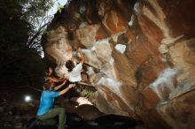 Bouldering in Hueco Tanks on 08/02/2019 with Blue Lizard Climbing and Yoga

Filename: SRM_20190802_1055470.jpg
Aperture: f/5.6
Shutter Speed: 1/250
Body: Canon EOS-1D Mark II
Lens: Canon EF 16-35mm f/2.8 L