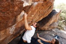 Bouldering in Hueco Tanks on 08/02/2019 with Blue Lizard Climbing and Yoga

Filename: SRM_20190802_1205280.jpg
Aperture: f/5.6
Shutter Speed: 1/320
Body: Canon EOS-1D Mark II
Lens: Canon EF 16-35mm f/2.8 L