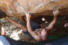 Bouldering in Hueco Tanks on 08/31/2019 with Blue Lizard Climbing and Yoga

Filename: SRM_20190831_1328110.jpg
Aperture: f/2.8
Shutter Speed: 1/640
Body: Canon EOS-1D Mark II
Lens: Canon EF 50mm f/1.8 II