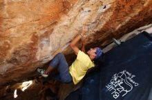 Bouldering in Hueco Tanks on 08/31/2019 with Blue Lizard Climbing and Yoga

Filename: SRM_20190831_1408141.jpg
Aperture: f/4.0
Shutter Speed: 1/320
Body: Canon EOS-1D Mark II
Lens: Canon EF 16-35mm f/2.8 L