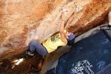 Bouldering in Hueco Tanks on 08/31/2019 with Blue Lizard Climbing and Yoga

Filename: SRM_20190831_1423060.jpg
Aperture: f/4.0
Shutter Speed: 1/250
Body: Canon EOS-1D Mark II
Lens: Canon EF 16-35mm f/2.8 L