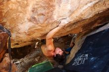 Bouldering in Hueco Tanks on 08/31/2019 with Blue Lizard Climbing and Yoga

Filename: SRM_20190831_1452480.jpg
Aperture: f/4.0
Shutter Speed: 1/100
Body: Canon EOS-1D Mark II
Lens: Canon EF 16-35mm f/2.8 L