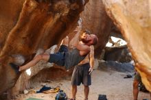 Bouldering in Hueco Tanks on 08/31/2019 with Blue Lizard Climbing and Yoga

Filename: SRM_20190831_1637390.jpg
Aperture: f/2.8
Shutter Speed: 1/250
Body: Canon EOS-1D Mark II
Lens: Canon EF 50mm f/1.8 II