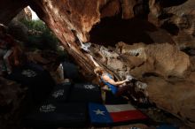 Bouldering in Hueco Tanks on 10/28/2019 with Blue Lizard Climbing and Yoga

Filename: SRM_20191028_1049540.jpg
Aperture: f/7.1
Shutter Speed: 1/250
Body: Canon EOS-1D Mark II
Lens: Canon EF 16-35mm f/2.8 L