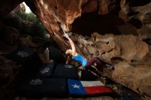 Bouldering in Hueco Tanks on 10/28/2019 with Blue Lizard Climbing and Yoga

Filename: SRM_20191028_1049570.jpg
Aperture: f/7.1
Shutter Speed: 1/250
Body: Canon EOS-1D Mark II
Lens: Canon EF 16-35mm f/2.8 L