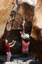 Bouldering in Hueco Tanks on 10/28/2019 with Blue Lizard Climbing and Yoga

Filename: SRM_20191028_1325000.jpg
Aperture: f/3.2
Shutter Speed: 1/250
Body: Canon EOS-1D Mark II
Lens: Canon EF 50mm f/1.8 II