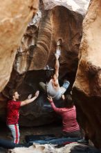 Bouldering in Hueco Tanks on 10/28/2019 with Blue Lizard Climbing and Yoga

Filename: SRM_20191028_1325090.jpg
Aperture: f/3.2
Shutter Speed: 1/250
Body: Canon EOS-1D Mark II
Lens: Canon EF 50mm f/1.8 II